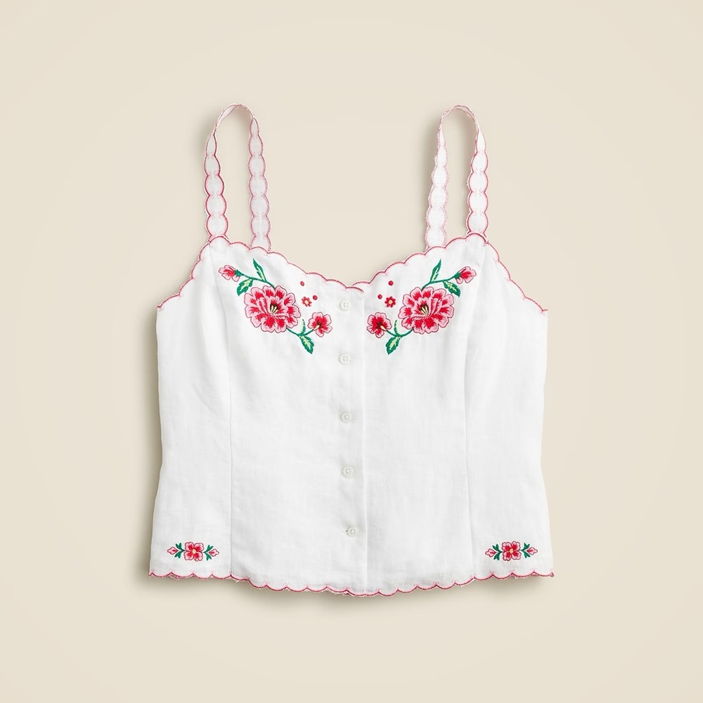 NWT J.Crew Embroidered Tank Top in Linen - Picture 4 of 10